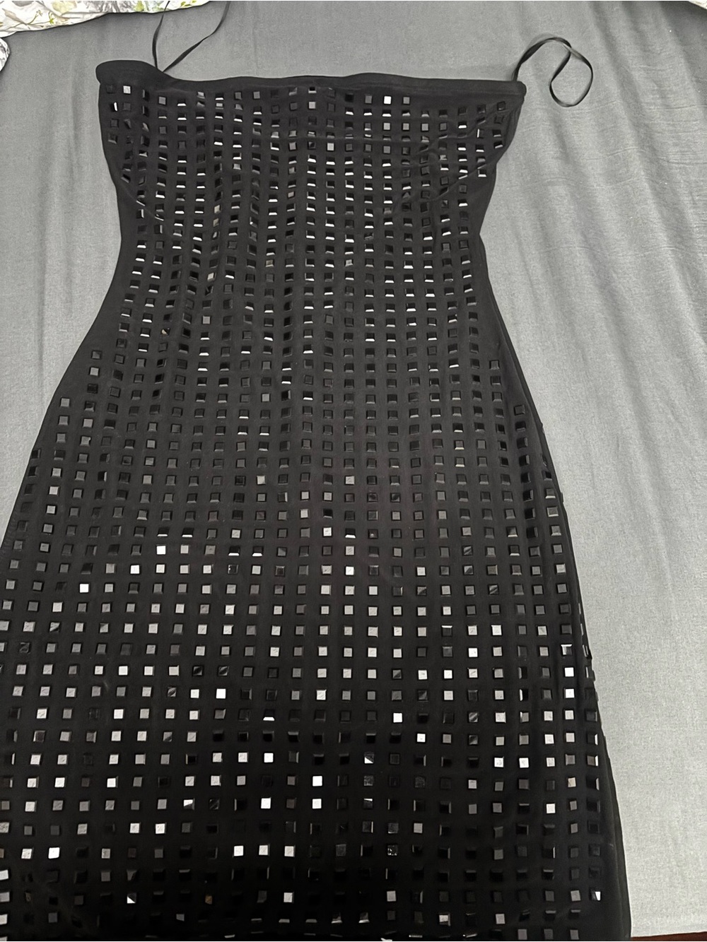 Fashion Nova Black Strapless Lattice Midi Dress